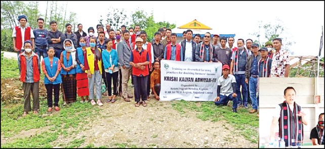 Resource persons along with the participants (inset) Dr N Khumdemo Ezung speaking during the programme.
